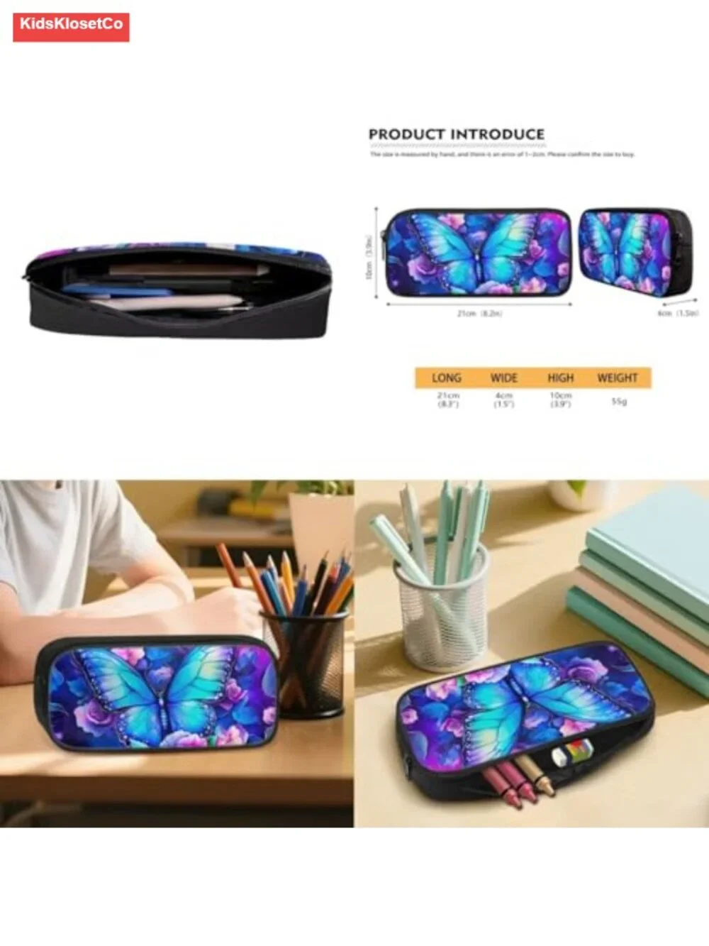 Butterfly Backpack Set with Lunch Box and Pencil Case for Toddler Girls